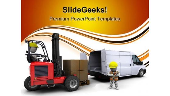 Man In Forklift Truck Industrial PowerPoint Templates And PowerPoint Backgrounds 0311