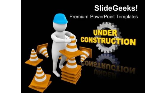Man On Construction Site PowerPoint Templates Ppt Backgrounds For Slides 0813