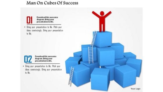 Man On Cubes Of Success PowerPoint Templates