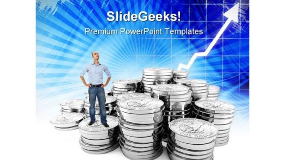 Man On Dollar Finance PowerPoint Backgrounds And Templates 0111