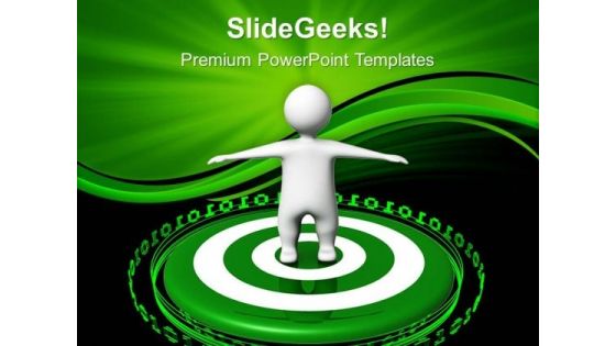 Man On Green Target Business PowerPoint Templates And PowerPoint Themes 0712