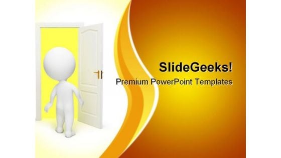 Man Opens Door Metaphor PowerPoint Templates And PowerPoint Backgrounds 0611
