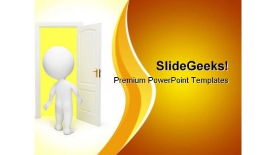 Man Opens Door Metaphor PowerPoint Templates And PowerPoint Backgrounds 0611 Man Opens Door Metaphor PowerPoint Templates And PowerPoint Backgrounds 0611