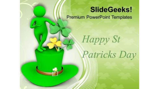 Man Over Green Hat St Patricks Day PowerPoint Templates Ppt Backgrounds For Slides 0313