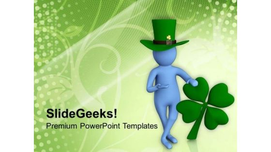 Man Presenting Symbols Of St Patricks Day PowerPoint Templates Ppt Backgrounds For Slides 0313