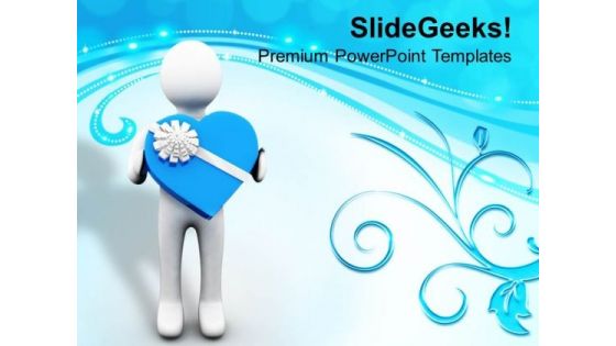 Man Presenting Valentine Gift PowerPoint Templates Ppt Backgrounds For Slides 0213