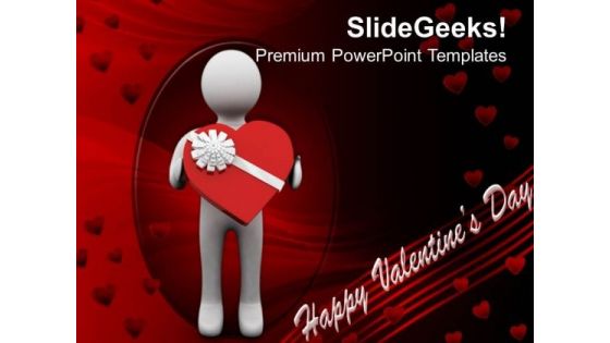 Man Presenting Valentine Gift Youth PowerPoint Templates Ppt Backgrounds For Slides 0213