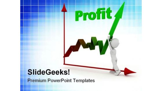 Man Pushing Up Profit Business PowerPoint Themes And PowerPoint Slides 0511