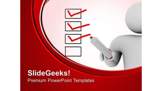 Man Puts Tick Marks People PowerPoint Templates And PowerPoint Themes 0712