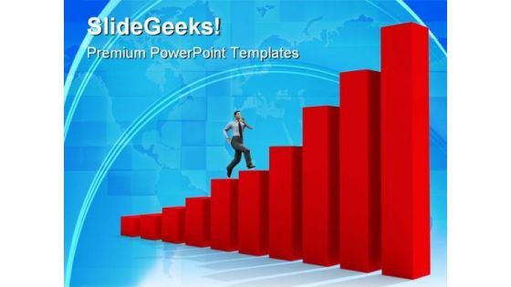 Man Run Up On Graph Business PowerPoint Themes And PowerPoint Slides 0511