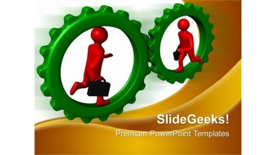 Man Running Gear Industrial PowerPoint Templates And PowerPoint Themes 0512