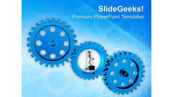Man Running In Gear Technology PowerPoint Templates Ppt Backgrounds For Slides 0713 Man Running In Gear Technology PowerPoint Templates Ppt Backgrounds For Slides 0713