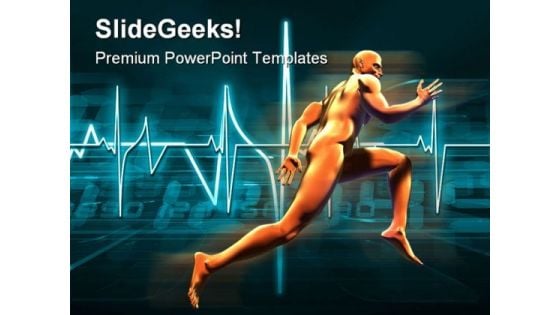 Man Running With Fast Heartbeat Health PowerPoint Templates And PowerPoint Backgrounds 0411
