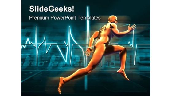 Man Running With Fast Heartbeat Health PowerPoint Themes And PowerPoint Slides 0411