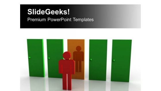 Man Standing In Front Of Door PowerPoint Templates Ppt Backgrounds For Slides 0313 Man Standing In Front Of Door PowerPoint Templates Ppt Backgrounds For Slides 0313