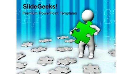 Man Standing In Puzzle Pieces PowerPoint Templates Ppt Backgrounds For Slides 0813