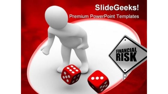 Man Throws Red Dices Finance PowerPoint Templates And PowerPoint Backgrounds 0311