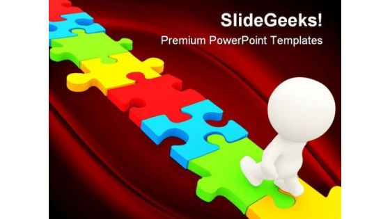 Man Walking On Puzzle Business PowerPoint Themes And PowerPoint Slides 0311