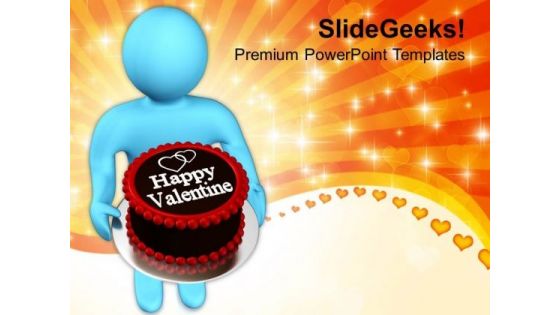 Man Wishing Valentine With Cake PowerPoint Templates Ppt Backgrounds For Slides 0213