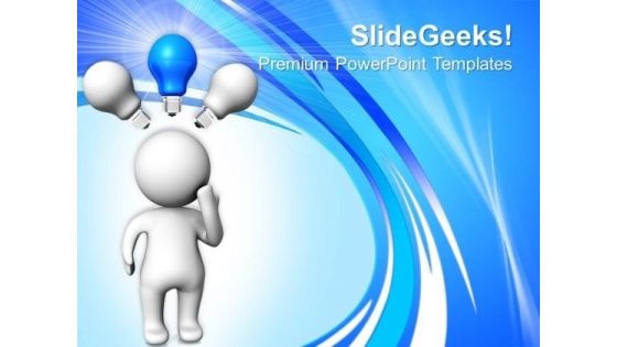 Man With Blue Light Bulb Technology PowerPoint Templates And PowerPoint Themes 0712