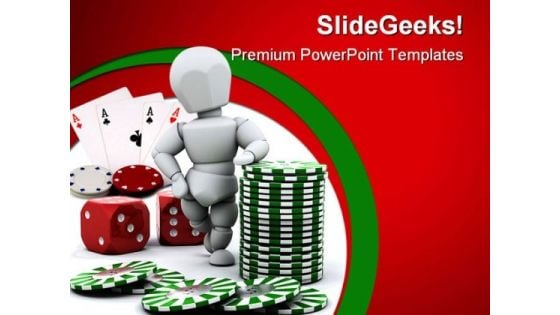 Man With Casino Dices Lifestyle PowerPoint Themes And PowerPoint Slides 0411