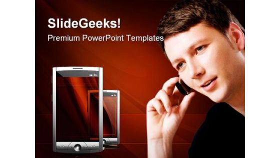 Man With Mobile Technology PowerPoint Templates And PowerPoint Backgrounds 0111