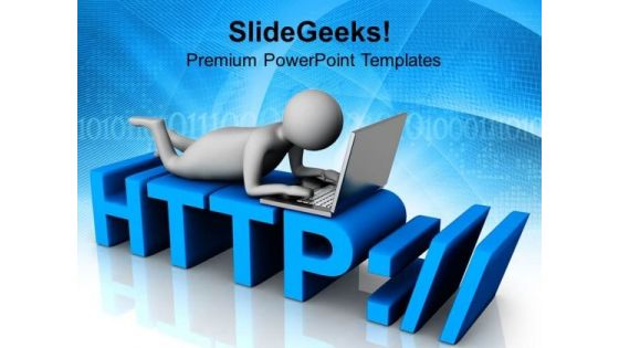 Man Working On Laptop Internet Theme PowerPoint Templates Ppt Backgrounds For Slides 0813