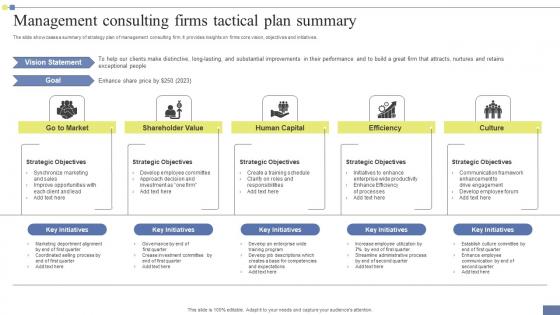 Management Consulting Firms Tactical Plan Summary Formats Pdf