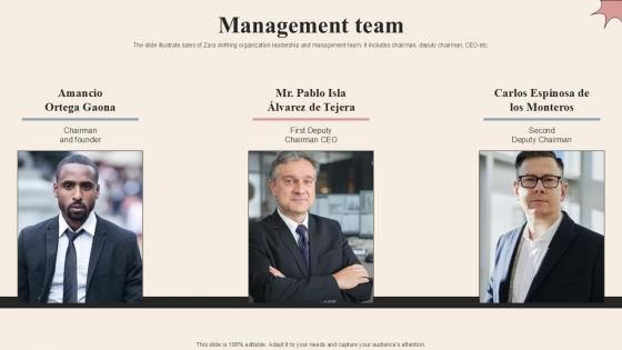 Management Team Branded Clothing Company Profile PPT Sample CP SS V