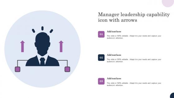 Manager Leadership Capability Icon With Arrows Structure Pdf
