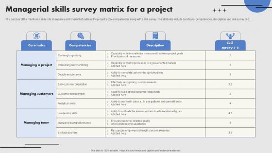 Managerial Skills Survey Matrix For A Project Brochure Pdf