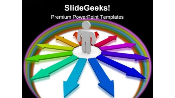 Many Arrows Of Opportunities Symbol PowerPoint Template 0810