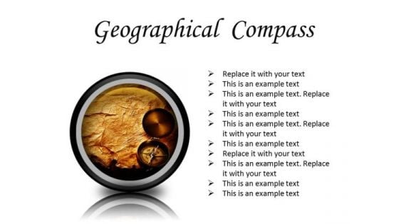 Map With Compass Geographical PowerPoint Presentation Slides Cc