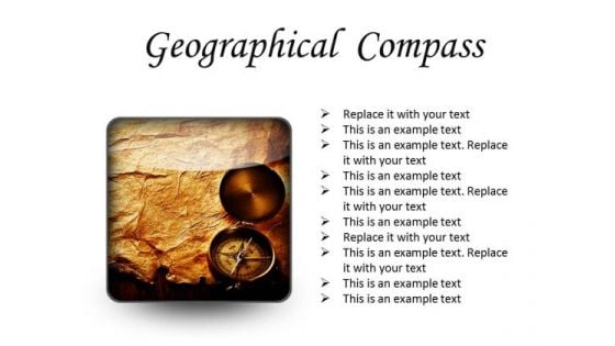 Map With Compass Geographical PowerPoint Presentation Slides S