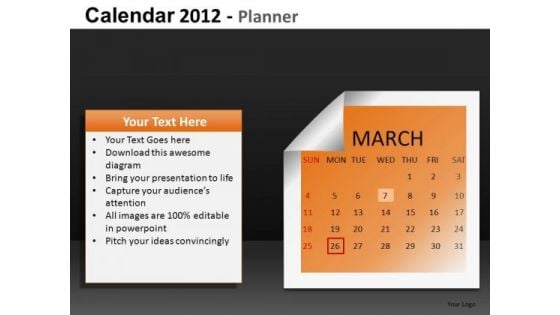 March 2012 Calendar PowerPoint Slides