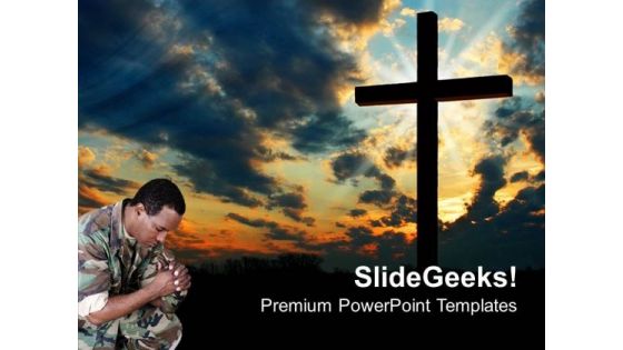Marine Praying Cross Religion PowerPoint Templates And PowerPoint Themes 0812