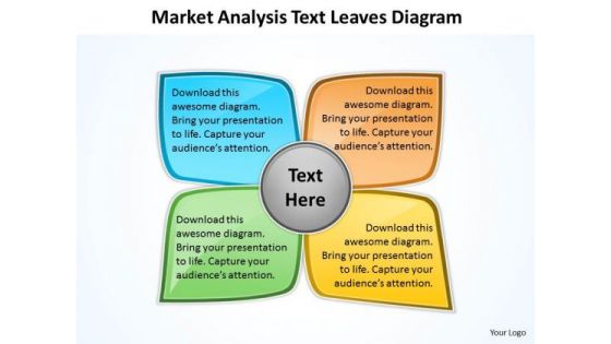 Market Analysis Text Leaves Diagram Circular Flow Motion PowerPoint Slides