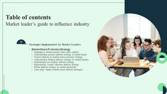 Market Leaders Guide To Influence Industry For Table Of Contents Mockup Pdf