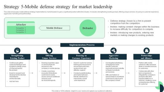 Market Leaders Guide To Influence Strategy 5 Mobile Defense Strategy For Market Information Pdf