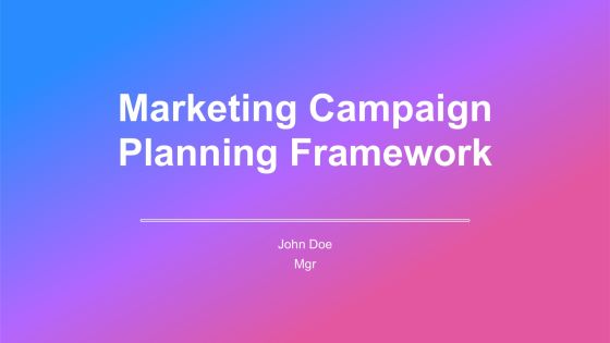 Marketing Campaign Planning Framework PPT Structure AT