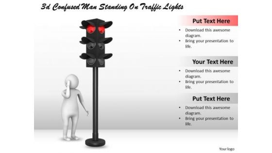 Marketing Concepts 3d Confused Man Standing Traffic Lights Characters