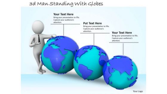 Marketing Concepts 3d Man Standing With Globes Basic Business