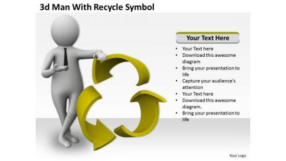 Marketing Concepts 3d Man With Recycle Symbol Adaptable Business