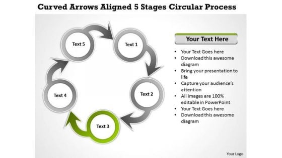 Marketing Concepts Arrows Aligned 5 Stages Circular Process Business Integration Strategy