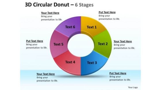 Marketing Diagram 3d Circular Donut Circular 6 Stages Strategy Diagram