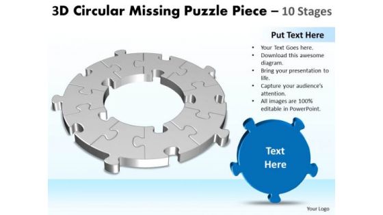 Marketing Diagram 3d Circular Missing Puzzle Piece 10 Stages Business Framework Model