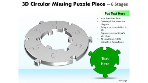 Marketing Diagram 3d Circular Missing Puzzle Piece 6 Stages 3 Strategy Diagram