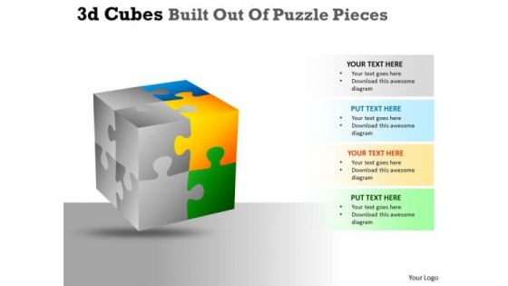 Marketing Diagram 3d Cubes Built Out Of Puzzle Pieces Sales Diagram