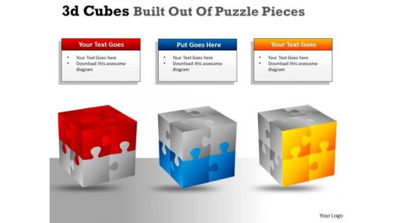 Marketing Diagram 3d Cubes Built Out Of Puzzle Pieces Strategy Diagram