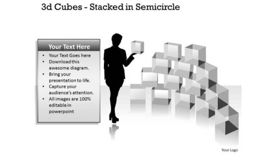 Marketing Diagram 3d Cubes Stacked In Semicircle Consulting Diagram